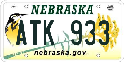 NE license plate ATK933