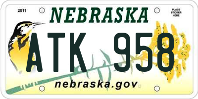 NE license plate ATK958