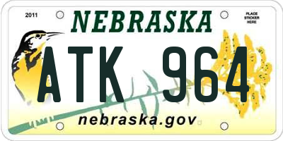 NE license plate ATK964