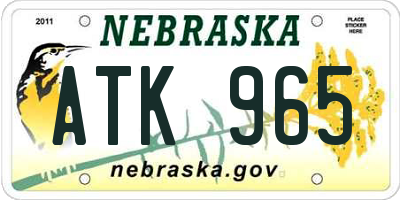 NE license plate ATK965