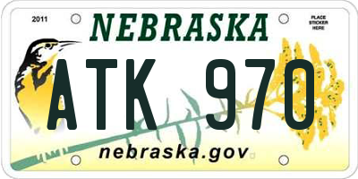 NE license plate ATK970