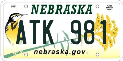 NE license plate ATK981
