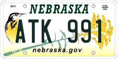 NE license plate ATK991