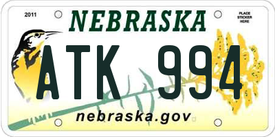 NE license plate ATK994