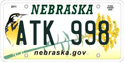 NE license plate ATK998