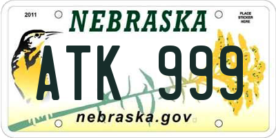 NE license plate ATK999