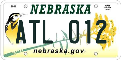 NE license plate ATL012
