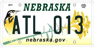 NE license plate ATL013