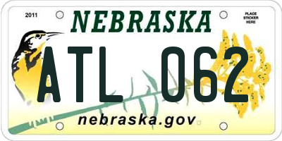NE license plate ATL062