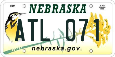 NE license plate ATL071