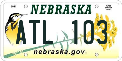 NE license plate ATL103