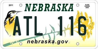 NE license plate ATL116