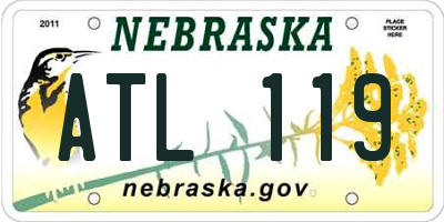 NE license plate ATL119