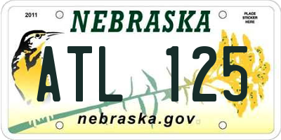 NE license plate ATL125