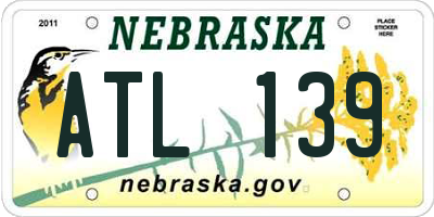 NE license plate ATL139