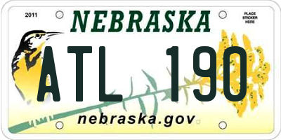 NE license plate ATL190