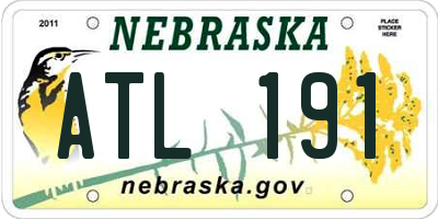 NE license plate ATL191