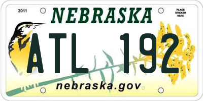 NE license plate ATL192