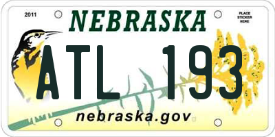 NE license plate ATL193