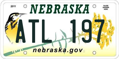 NE license plate ATL197