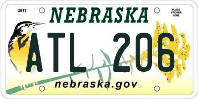 NE license plate ATL206