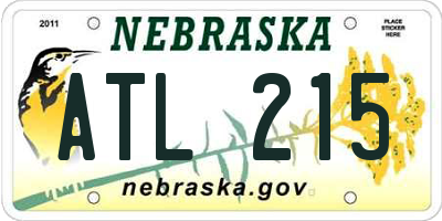 NE license plate ATL215