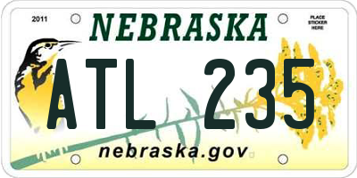 NE license plate ATL235