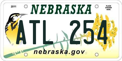 NE license plate ATL254