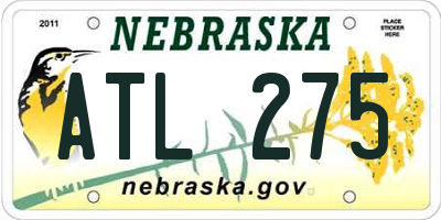 NE license plate ATL275