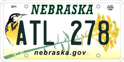 NE license plate ATL278