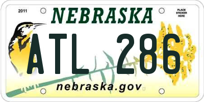 NE license plate ATL286