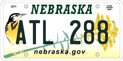 NE license plate ATL288