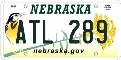 NE license plate ATL289