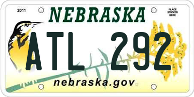 NE license plate ATL292
