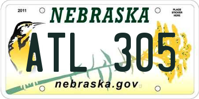 NE license plate ATL305