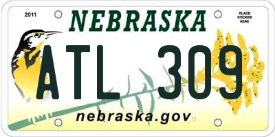 NE license plate ATL309