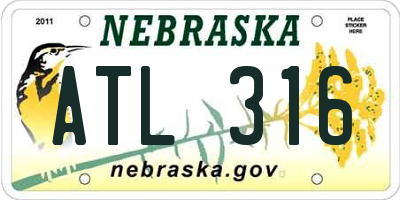 NE license plate ATL316