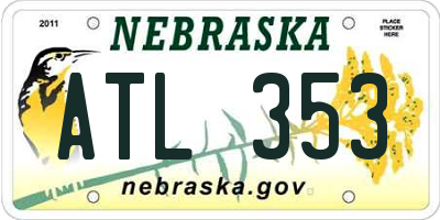 NE license plate ATL353