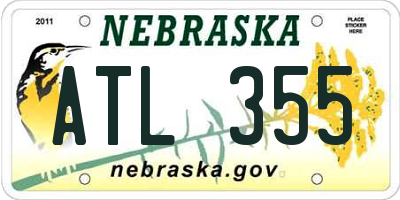 NE license plate ATL355