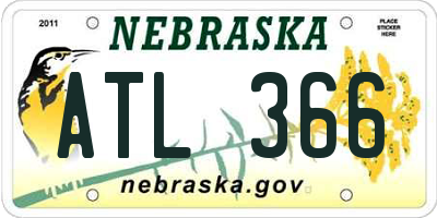 NE license plate ATL366