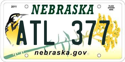 NE license plate ATL377