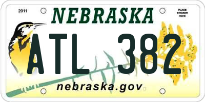 NE license plate ATL382