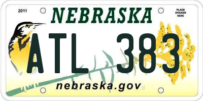 NE license plate ATL383