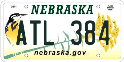 NE license plate ATL384