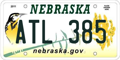NE license plate ATL385
