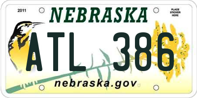 NE license plate ATL386