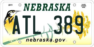 NE license plate ATL389