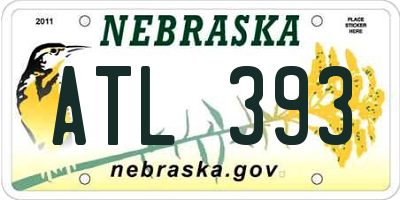 NE license plate ATL393