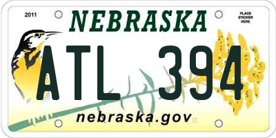 NE license plate ATL394