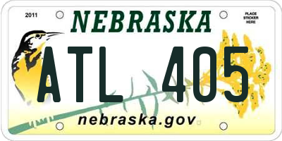 NE license plate ATL405